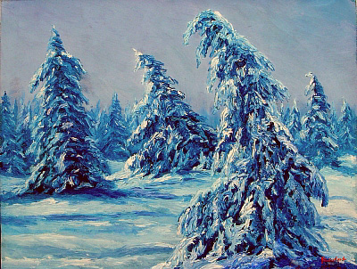Winterlandschaft vom Kunstmaler Hugo Reinhart >Winter im Schwarzen Moor<
